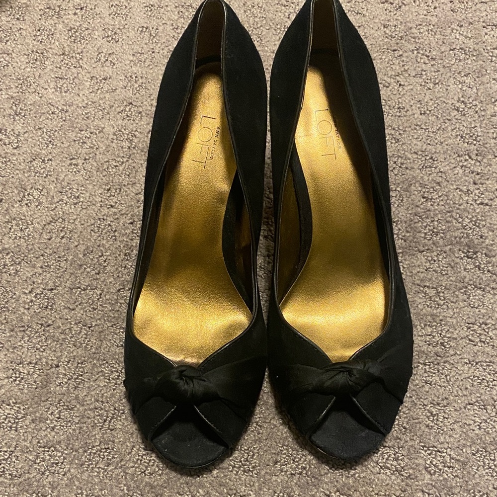 LOFT Black Heels with Gold Interior